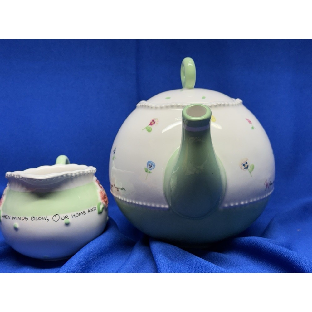 VTG Y2K Susan Branch Teapot Kettle & Creamer Sings From Happiness That Is Home - Picture 8 of 13